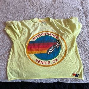 Aviator Nation Logo Neon Yellow Tshirt Size Medium